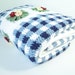 Blue Gingham Crochet Blanket in Spring Garden (READY TO SHIP)