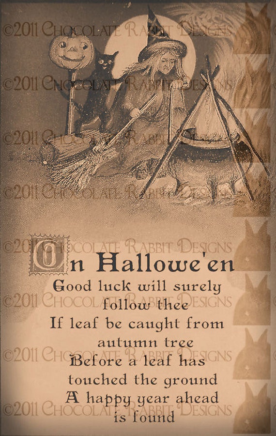 INSTANT DOWNLOAD Halloween Witch Spell Cards Digital Collage