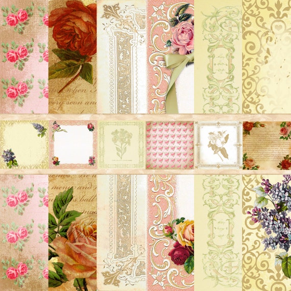 Vintage Victorian Digital Scrapbook Paper Pack Flowers Floral