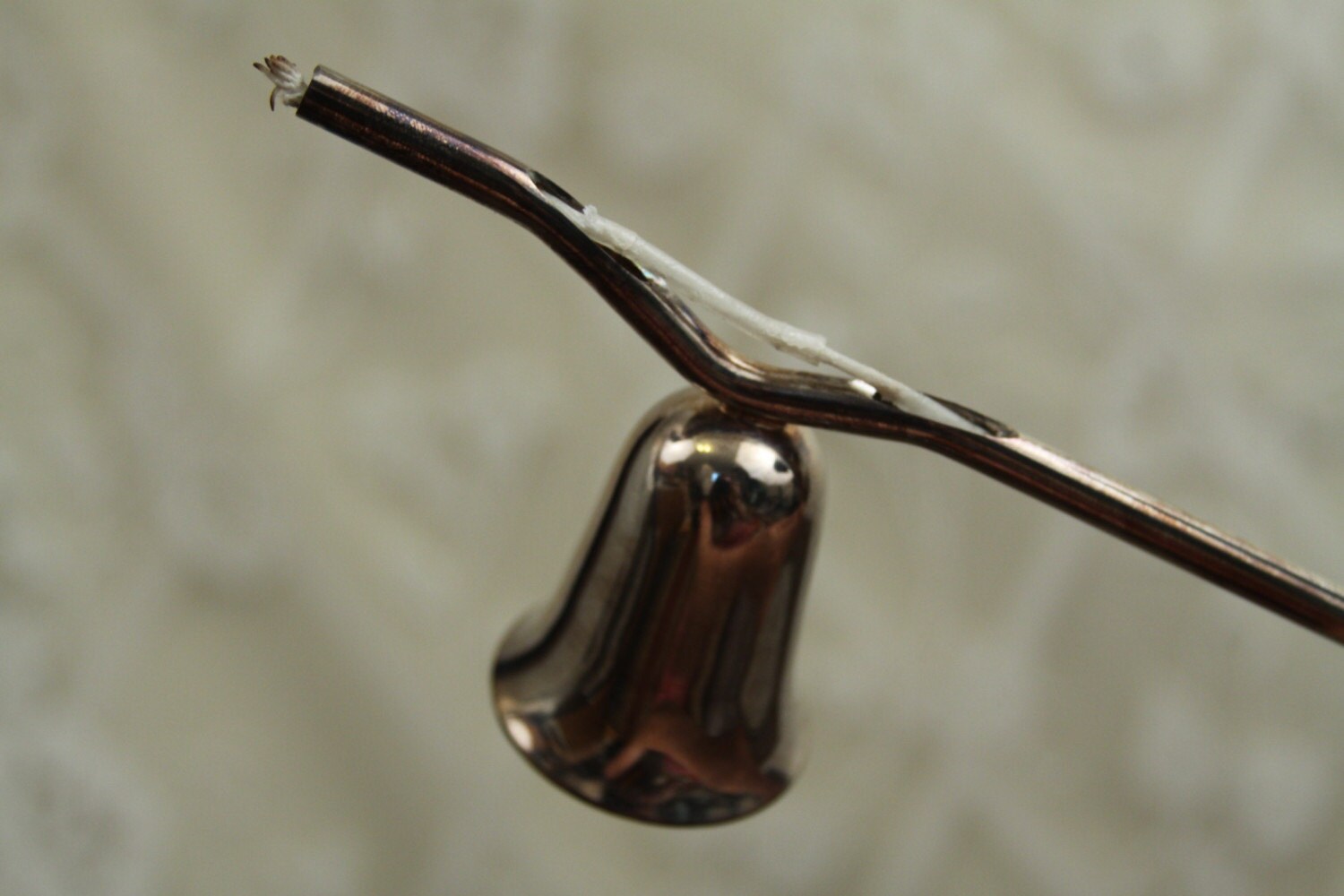 Long silver church altar candle snuffer WITH WICK slightly