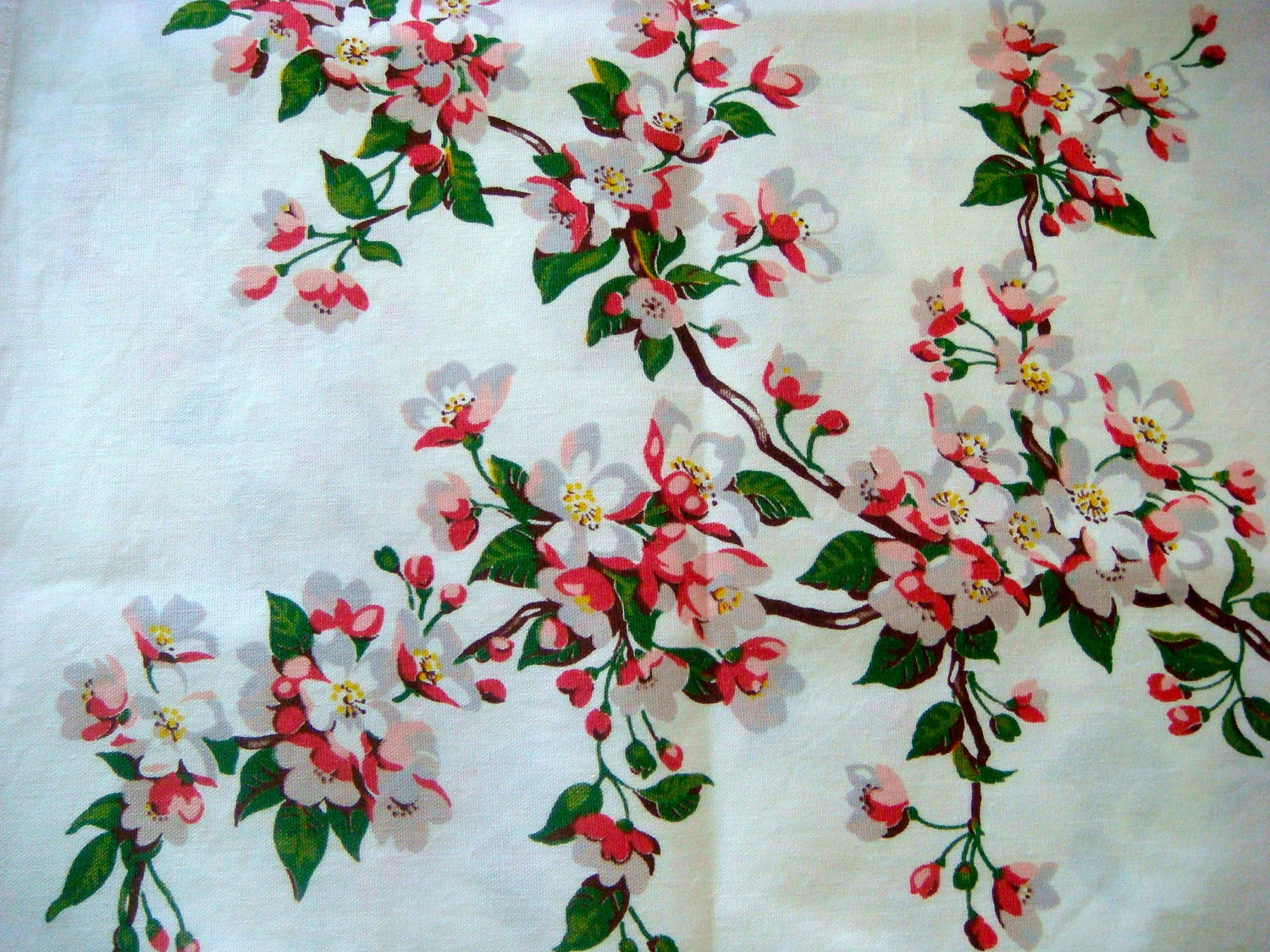 Vintage Wilendur Apple Blossoms Tablecloth Fabric
