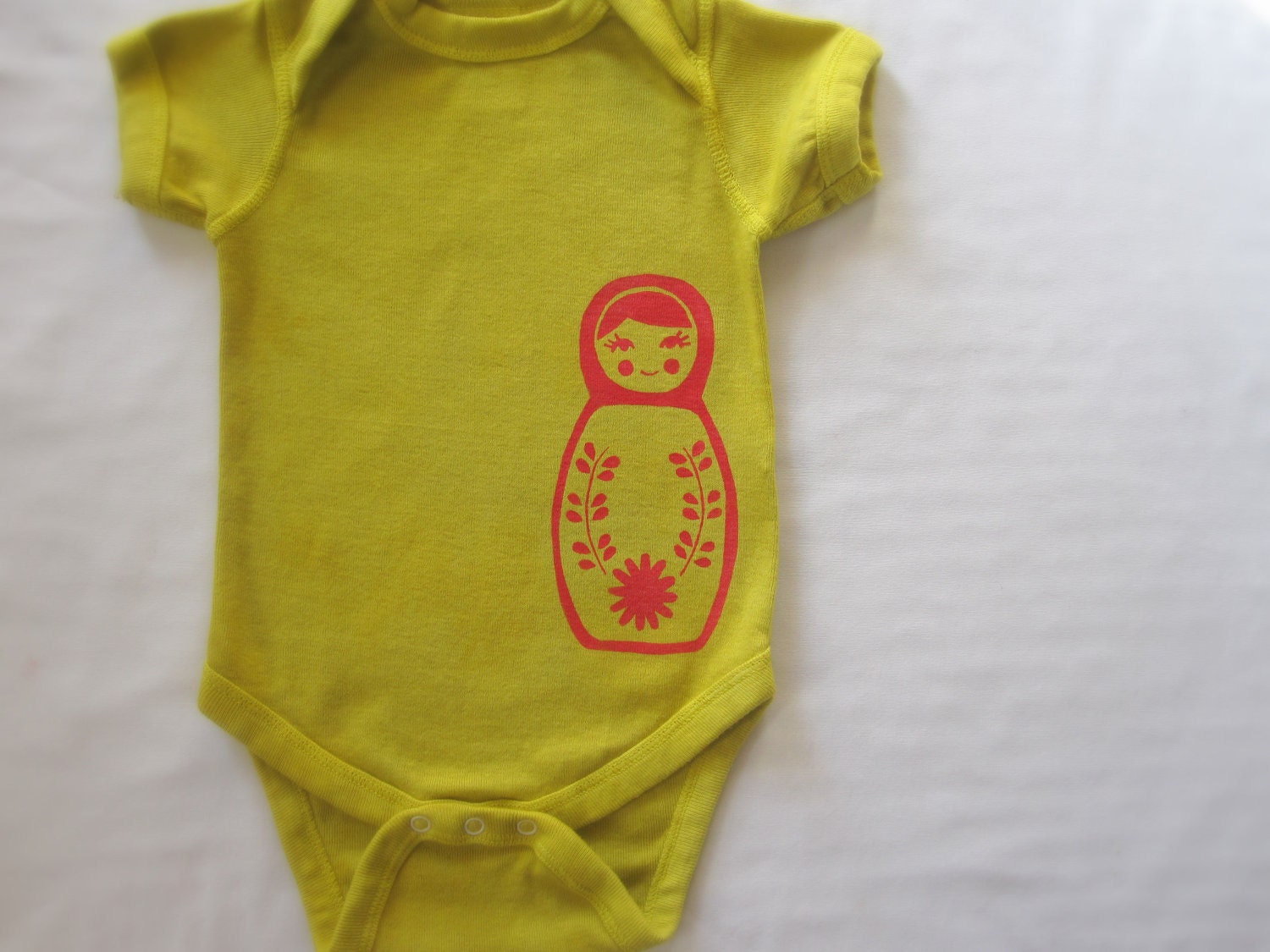 Baby Girl Onesie Red Nesting Matryoshka Doll by HudsonAndRuthie