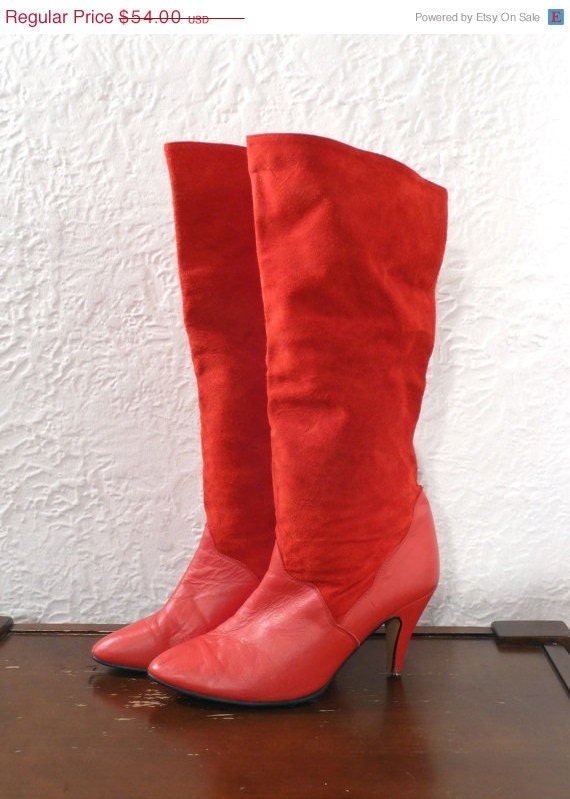 red leather boots size 8.5