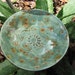 ceramic pottery bowl, mod flower, turquoise, handmade