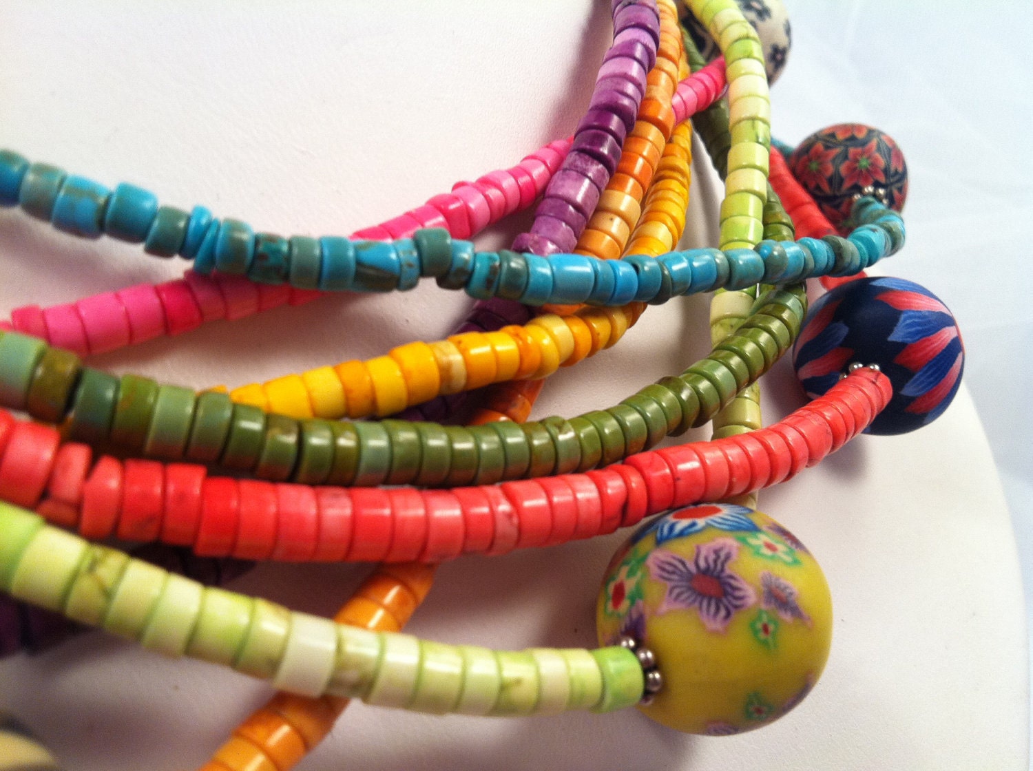 Multi Heishi Beads and Retro Clay Beads with Sterling Silver