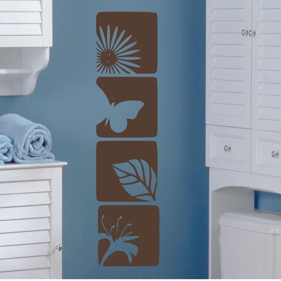 Items similar to Floral Nature Squares vinyl wall decals graphic wall