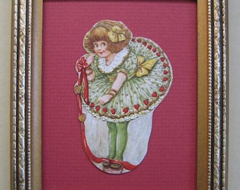 Valentines Day Decor Framed Vintage Valentine Card Valentines Decor 1920s Die Cut Framed
