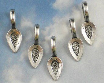 50 Teardrop Silver Spoon Glue On Pewter Bails - Make Fused Glass, Bottle Cap & Scrabble Tile Pendants (P616)