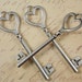 RESERVE For unforgetabletime - 70 Giant Silver Heart Skeleton Keys - Over 3 Inches Long (P355 -70)