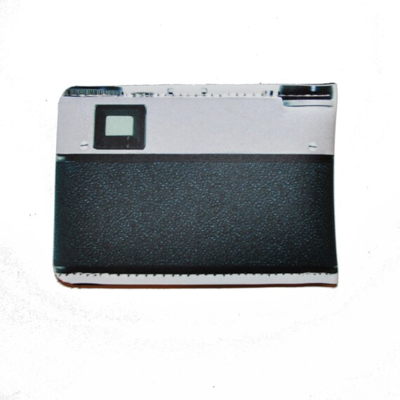 Business Card Case Retro Camera Black Silver Wallet Debit