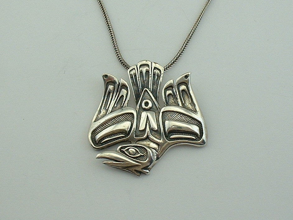 TLINGIT HAIDA Style Sterling Silver Raven PENDANT by ChrisMelendez