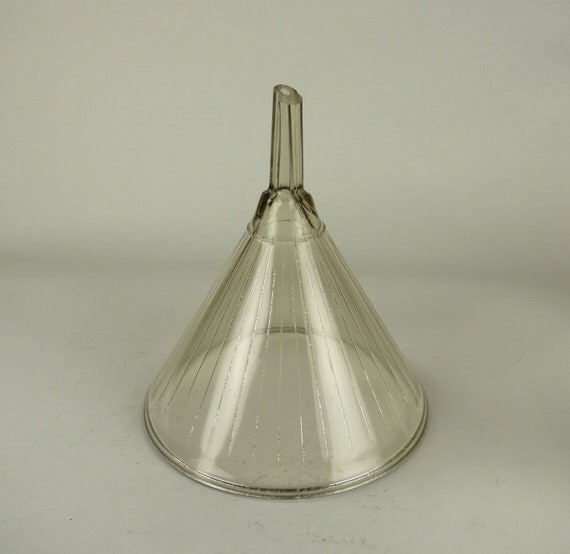 Large Antique Striated Glass Apothecary Funnel