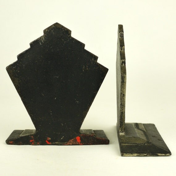 Art Deco Bookends Cast Iron Streamline Skyscraper Library