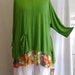 Coco and Juan Lagenlook Plus Size Top Key Lime Green Knit Angled Tunic Top One Size Bust to 60 inches