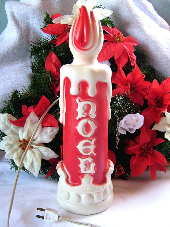 vintage blow mold candle 1970 lighted christmas decoration vintage blow mold candle 1970 lighted christmas decoration