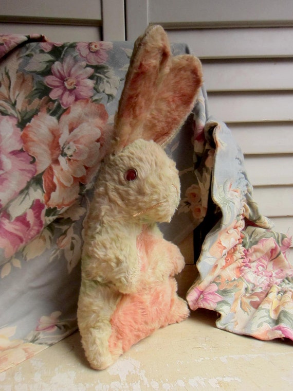 RESERVED Easter Bunny Vintage Straw Filled Mohair Bunny