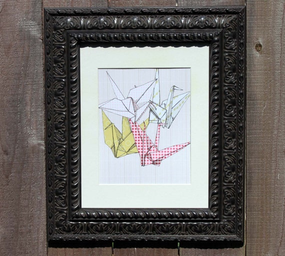 Nursery Art Paper Crane Print Indie Art by Gingiber on Etsy
