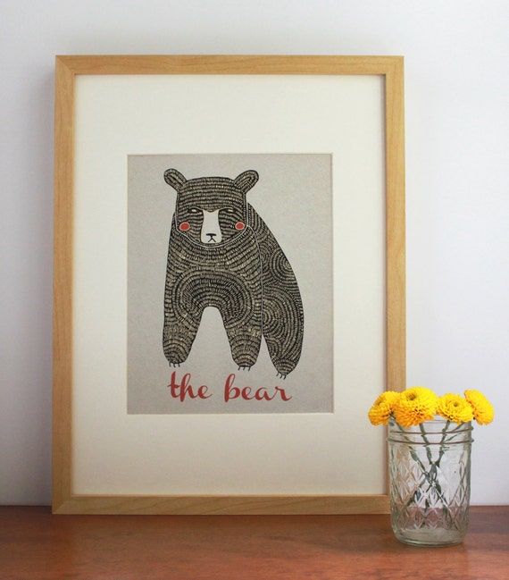 Bear Wall Art Bear Room Decor Forest Animal Print Childrens