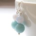 beaded aqua blue lilac ball earings in sterling silver