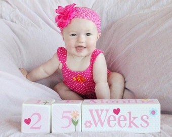 DELUXE DESIGN . Baby Age Blocks . Photo Blocks . Personalized Blocks . Age Cubes