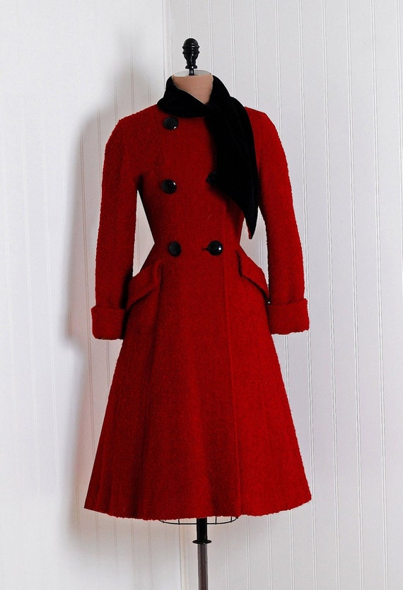 Red dress with sleeves wool coat Red dress with sleeves wool coat