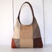 SALE - Leather bag, leather purse 1970s vintage inspired, patchwork bag in shades of brown, OOAK, handmade by Thongbai Tatong