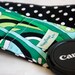 Padded Camera Strap Cover with Lens Cap Pocket - Kelly Mod Swirl and Dumb Dot
