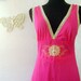 Vintage Nightgown in Raspberry with Ecru Lace Deco