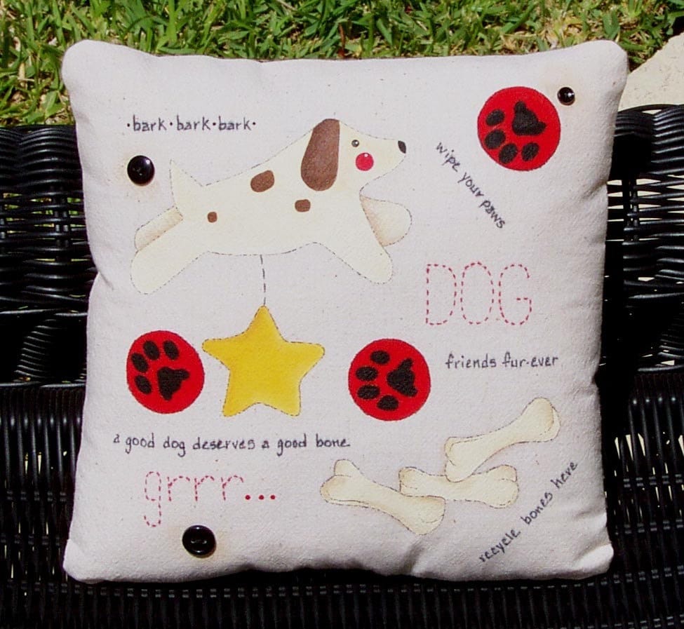 DOG PILLOW Decorative Hand Painted