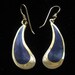Vintage Laurel Burch Tear Drop Dark Blue Enamel Earrings