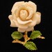 Vintage Rose Pin Enamel Leaves 1960s Wedding