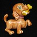 Vintage JJ Dog Pin Brown Enamel Bone 1980s