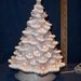 Traditional Style Pink Glazed Ceramic Christmas Tree with Snow