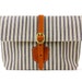 The Shield Clutch in Blue and White striped ticking