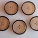 Plastic Buttons, 5 Beige with Black Edge Plastic Vintage Buttons, 1 inch