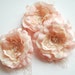 RESERVED-Pale pink ivory taffeta romantic roses-Set of three (3)-Handmade flowers-Bride,bridesmaid-Hair clips,shoe clips,flower for sash.