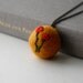 Yellow Felt Necklace with Red Flower Embroidery