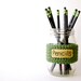 Office Organizer, Pencil Holder Label Cozy, Crocheted in Green
