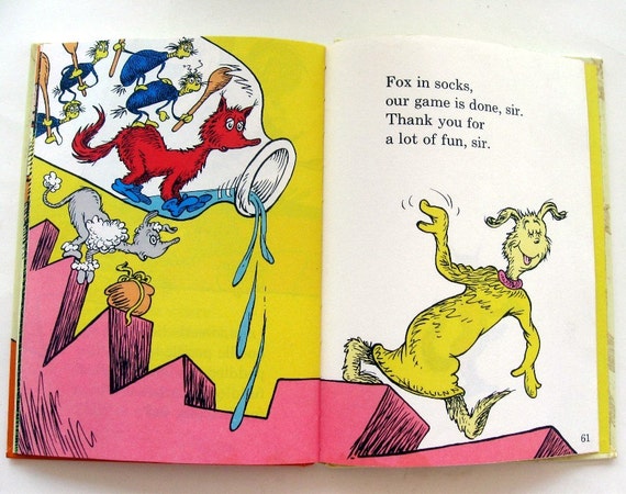 Vintage Picture Book Fox in Socks Dr. Seuss Illustrated 1965