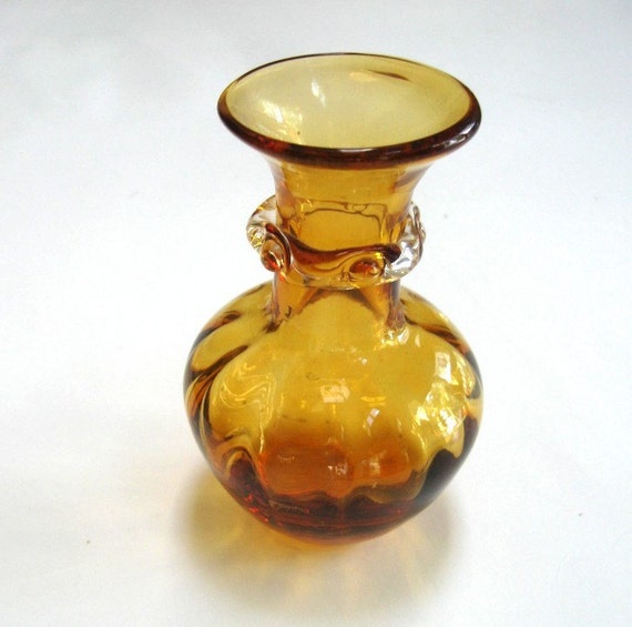 Vintage Amber Art Glass Bud Vase Hand Blown By Cinfuloldies On