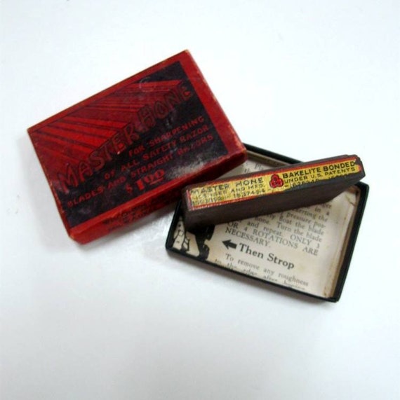 Vintage Master Razor Hone Original Box Red
