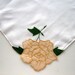 Vintage Handkerchief Hankie Rose Floral Applique Yellow White