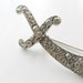 Vintage Saber Brooch Pin Rhinestone Silver Metal