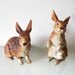 Vintage Bunny Figurine Rabbit Lefton Brown White Set of Two 1960s