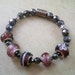 Beaded Hematite Bracelet, Plum w/ Black Magnetic Hematite