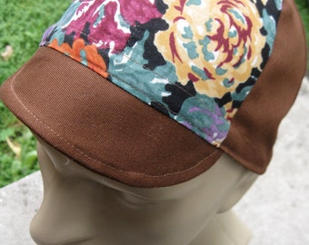 Cycling Cap - Roses & Brown (small-medium)