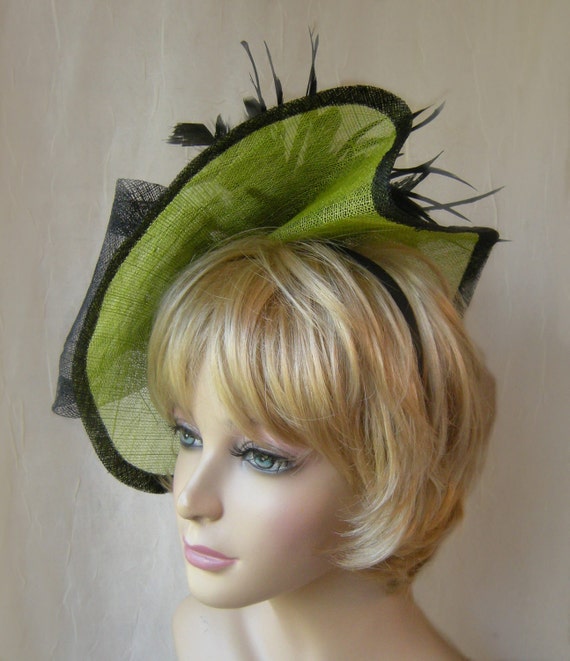 Kate Sinamay Fascinator in lime green
