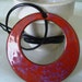 Circle Necklace Russet Purple Enamel Sixties