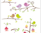 Items similar to Clip art Valentine , Love Birds on the branch 2 ...