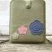 Boho iPad  Case Sage Leather, Pink and Blue Flowers.  Ready to ship
